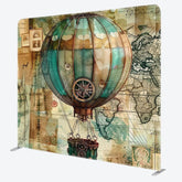 Aperturee - Aperturee Retro Green Hot Air Balloon Square Tension Backdrop